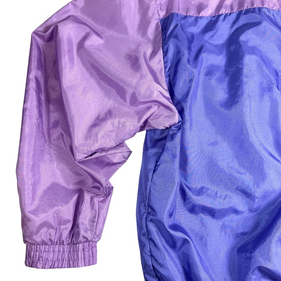 Puma Track Jacket Colorblock Purple Pink Blue 80s 90s Vintage Women's Size 6 - Picture 10 of 16